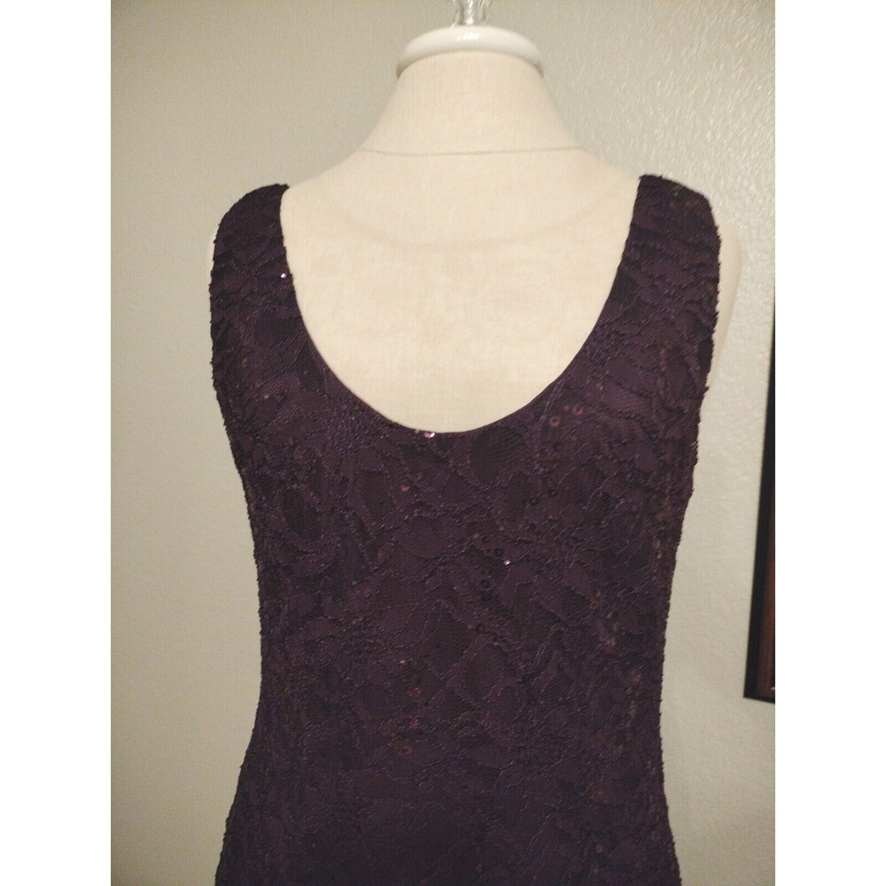 Ursula of Switzerland Sz 10 Sequined Lace Mini Dress Purple Vtg USA Sleeveless - Picture 4 of 9